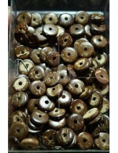 Cuentas Coco Disco Marrón 10mm